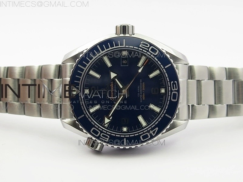 Planet Ocean 43.5mm SS VSF 1:1 Best Edition Blue Ceramic Bezel and Dial on SS Bracelet A8900 Super Clone